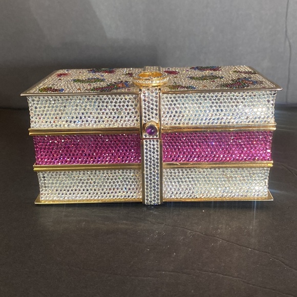 Vntg Y2K 2000’s Judith Leiber Swarovski Crystal book stack / books minaudière - Picture 6 of 14